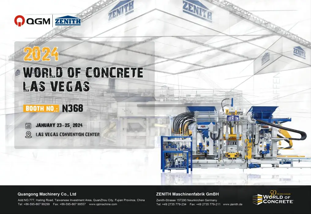 WILLKOMMEN BEI QGM-ZENITH BETONBLOCKMASCHINEN AM STAND N368, WORD OF CONCRETE, 25.3.2024